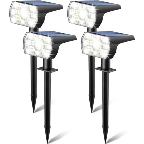 Kaxiida Solar Lights Outdoor Waterproof IP68, 3 Lighting Models Solar Powered